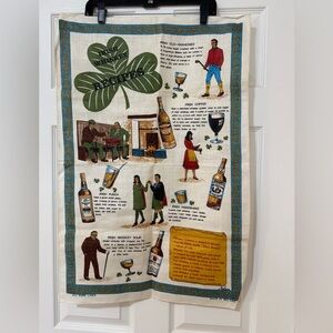 VTG Irish Linen Tea Towel Whiskey “Water of Life” Recipes